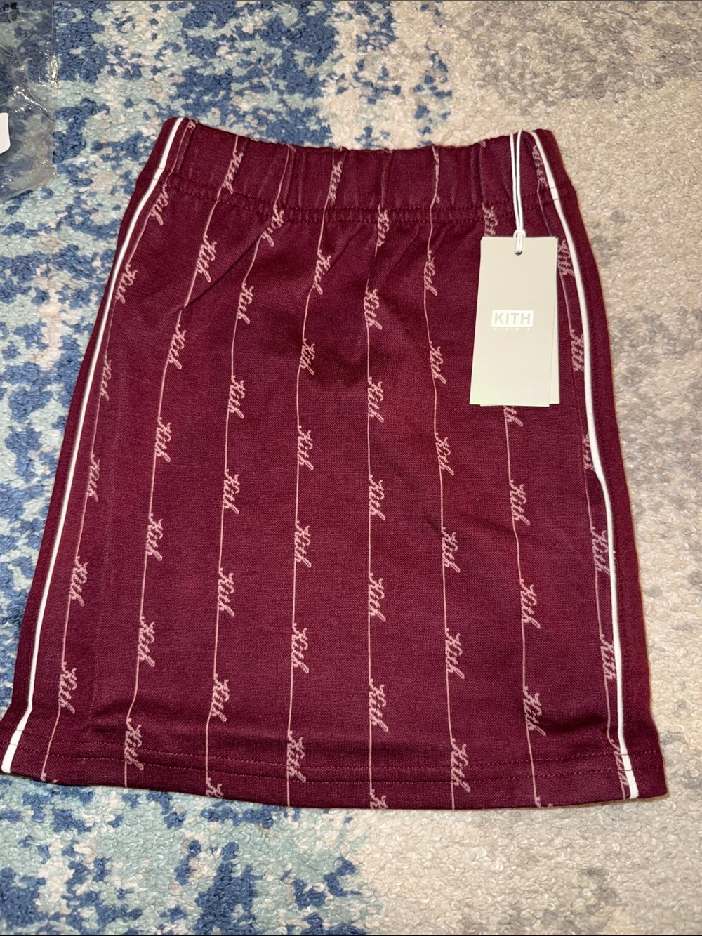 Kith kids Burgundy Knit Logo-Print Mini Skirt
